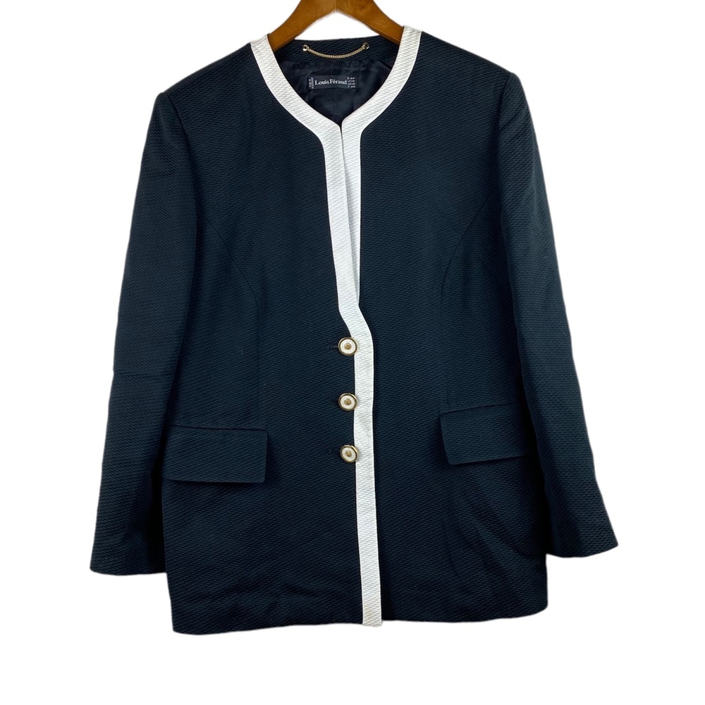 Louis Feraud Black Womens Blazer Jacket Accent Buttons